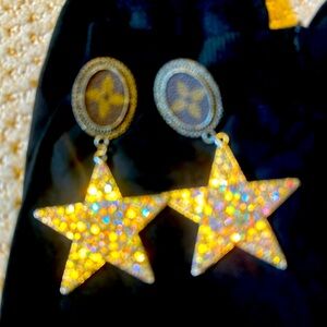 Upcycled rhinestone star earrings